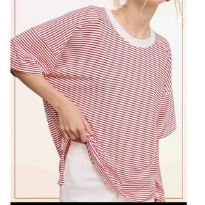 La Miel Red Striped T-Shirt Patch Spine Detailing Small